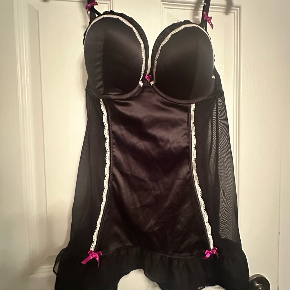 Elegant Black Lingerie with Pink Accents